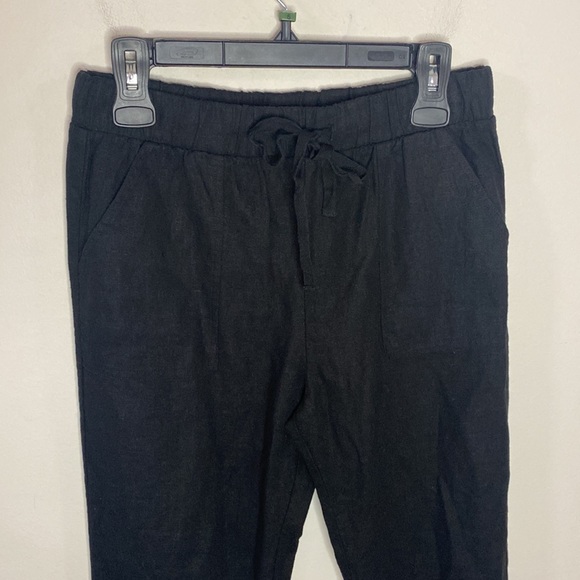 Love tree black linen blend straight leg drawstring waist leg size M - Picture 3 of 11